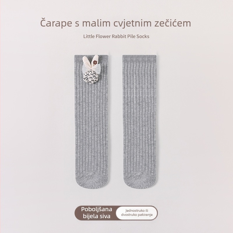 Dječje čarape od češane pamuka do srednje duljine potkoljenice, s mašnicom, korejski stil, japanski cvjetni uzorak