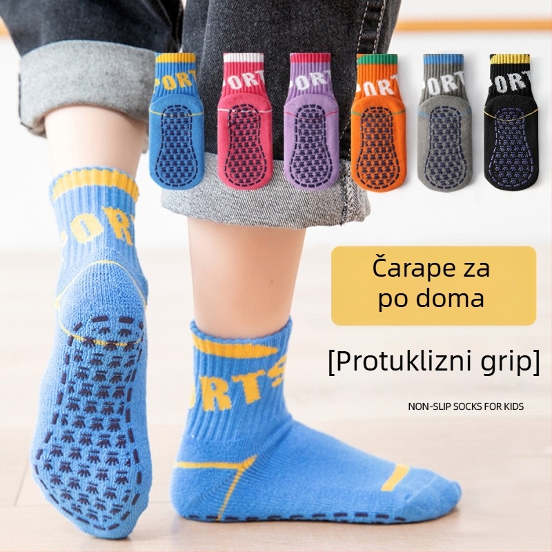 Dječje čarape za pod s flecom, tople i protuklizne, zimi, za učenje hodanja.