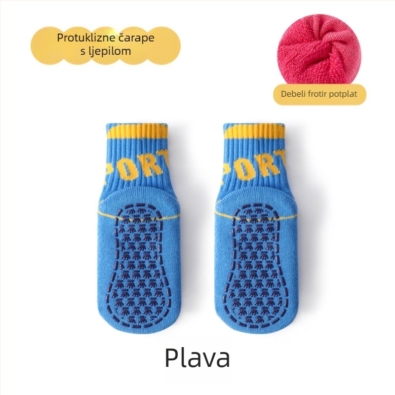 Dječje čarape za pod s flecom, tople i protuklizne, zimi, za učenje hodanja.