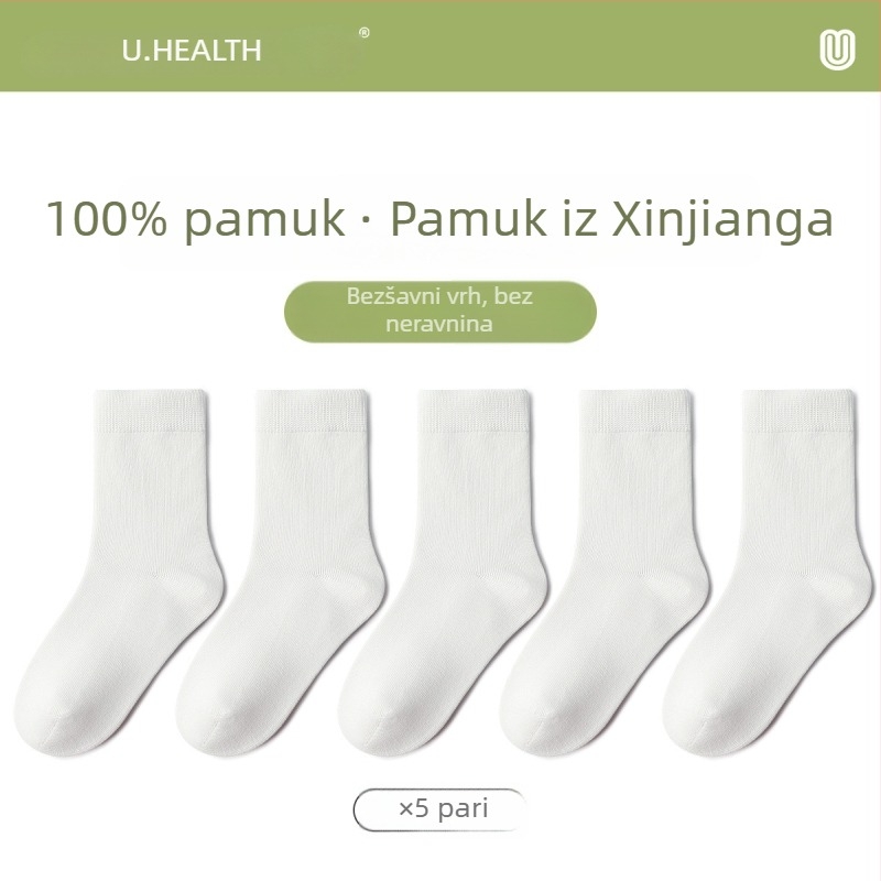 Dječje čarape za proljeće i jesen, 100% pamuk, djevojčice, jednofarebne, antibakterijske i deodorirajuće, bezšivne, srednje dužine