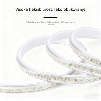 Jednobojna LED traka 110V, za vanjsku upotrebu, IP65 vodootporna, 18W, 5730 LED, 180 LED/m, 120° snop, CRI 80, nedimljajuća, za vanjsku reklamu