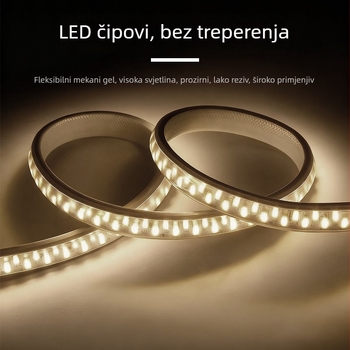 Jednobojna LED traka 110V, za vanjsku upotrebu, IP65 vodootporna, 18W, 5730 LED, 180 LED/m, 120° snop, CRI 80, nedimljajuća, za vanjsku reklamu