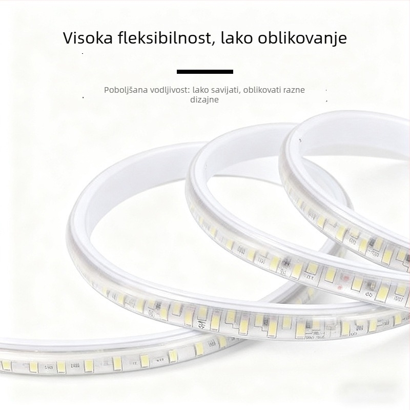 Jednobojna LED traka 110V, za vanjsku upotrebu, IP65 vodootporna, 18W, 5730 LED, 180 LED/m, 120° snop, CRI 80, nedimljajuća, za vanjsku reklamu