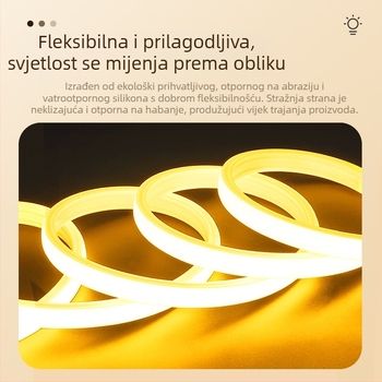 Vanjska vodootporna LED traka 110V, samoljepljiva COB meka linearna traka, 288 LED-ova, CRI ≥98, bijela / topla bijela / topla žuta