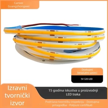 Prilagođena COB LED traka, 320 LED, kompatibilnost 5V/12V, linearno rasvjetno svjetlo za strop dnevnog boravka