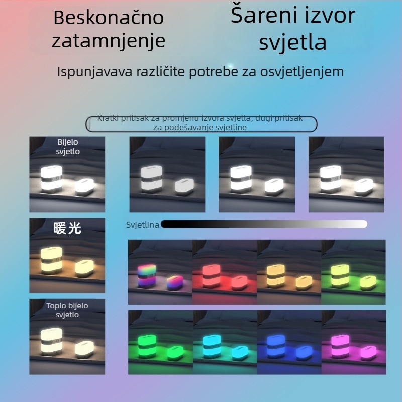 USB punjiva magnetska noćna lampica, elegantna rasvjeta uz krevet, atmosferično osvjetljenje za dječju sobu, za hranjenje djeteta i san