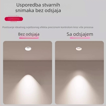 Ugradni LED spot s uskim okvirom i oblikom brda, anti-odsjaj, visok indeks reprodukcije boja, za dnevni boravak; plafonski downlight i zidno pranje
