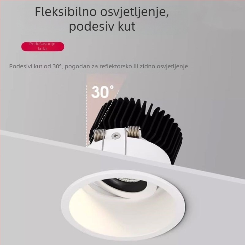 Ugradni LED spot s uskim okvirom i oblikom brda, anti-odsjaj, visok indeks reprodukcije boja, za dnevni boravak; plafonski downlight i zidno pranje