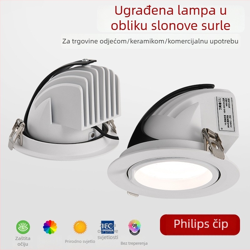 5K ugrađena LED spot svjetiljka za trgovine odjeće, prilagodljiv ugao, komercijalni reflektor za izložbene prostore