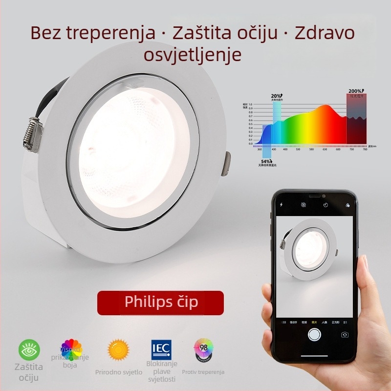 5K ugrađena LED spot svjetiljka za trgovine odjeće, prilagodljiv ugao, komercijalni reflektor za izložbene prostore