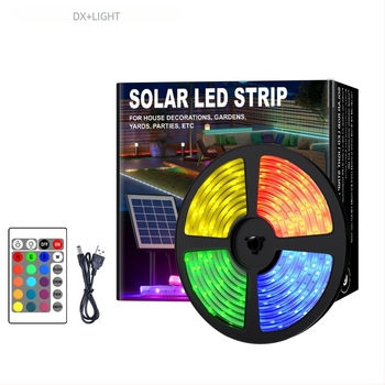 Solarne vanjske LED trake za vrt i dvorište, vodootporne 5050 LED diode, 30 LED/m, daljinsko upravljanje