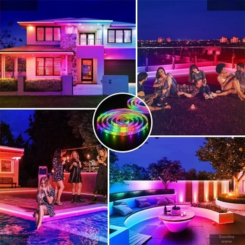 Solarne vanjske LED trake za vrt i dvorište, vodootporne 5050 LED diode, 30 LED/m, daljinsko upravljanje