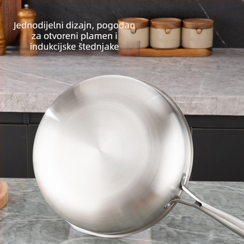 Nehrđajući čelik bez premaza, debelo dno, ravnog dna, za kućnu upotrebu, pogodna za steak, jaja i prženje, kompatibilna s plinskim i indukcijskim pločama