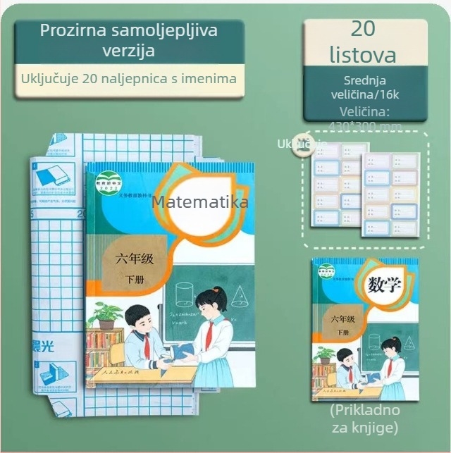 Prozirni debeli zaštitni omot za knjige, vodootporan komplet za učenike osnovne škole, veličine veliki, srednji i mali