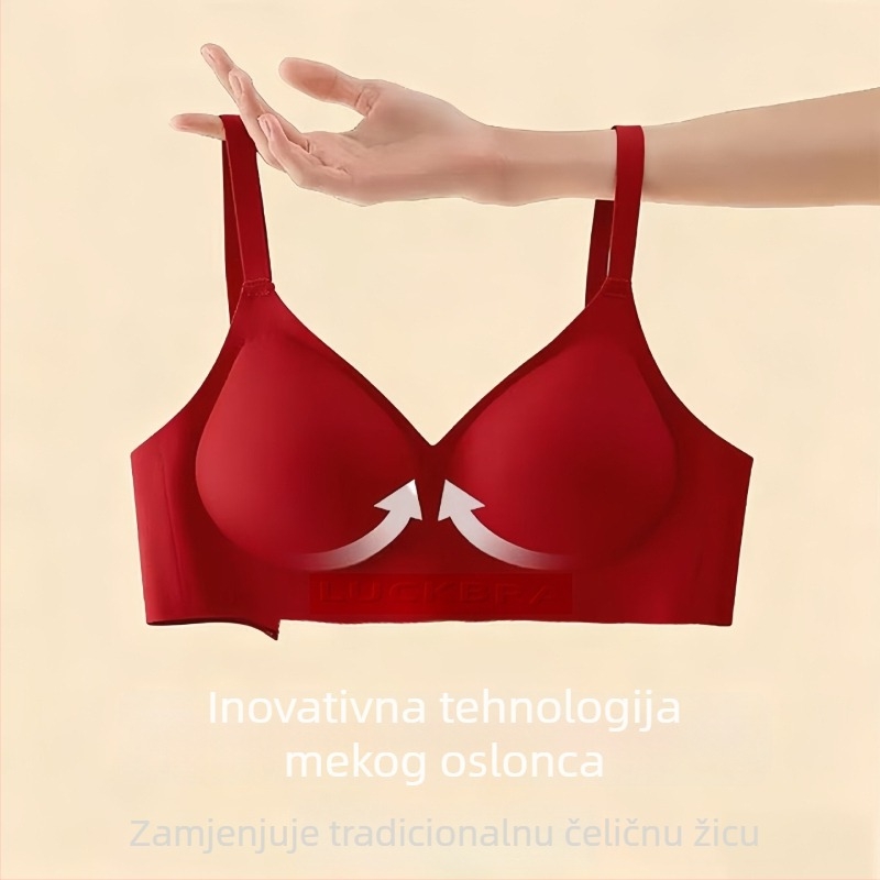 Crveni bešavni set grudnjaka i gaćica za žene u godini zodijaka, bez žice, mali poprsje, svadbeni push-up set