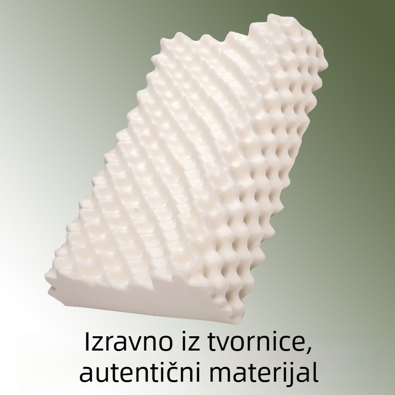 Prirodni lateks jastuk za odrasle s potporom vrata, oblik vlčijeg zuba, visina 10-15 cm, težina 0.5-1 kg, sadržaj lateksa 90% i više