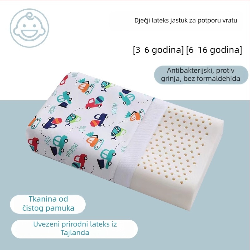 Dječji latex jastuk za sve sezone, prozračan, prirodni lateks, za djecu 3–16 godina