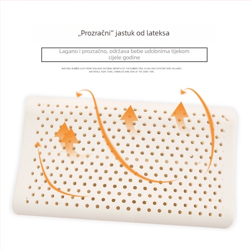 Dječji latex jastuk za sve sezone, prozračan, prirodni lateks, za djecu 3–16 godina