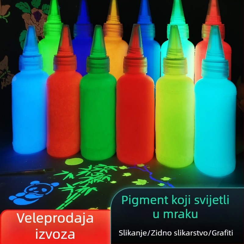 Velika boca svjetleće akrilne boje, vodotopna, samosvijetleća za graffiti i slikanje na zidovima