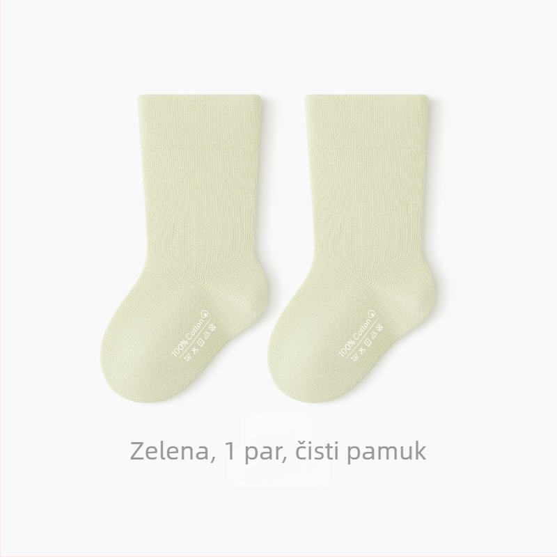 Bešavne dječje čarape od 100% pamuka, jednobojne, srednje dužine, prozračne