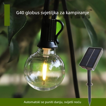 G40 LED solarni niz svjetla za vanjsku upotrebu – dvorište i vrt, retro kuglične žarulice