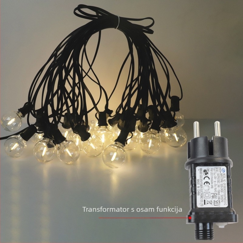 G40 LED solarni niz svjetla za vanjsku upotrebu – dvorište i vrt, retro kuglične žarulice