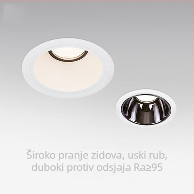 LED zidni wash spot, ugrađen u strop, uski okvir, anti-glare, bez glavne svjetlosti, za domove i hotelske sobe