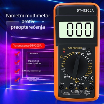 DT9205A džepni digitalni multimetar s prikazom – mjerenje struje i napona, višenamjenski univerzalni mjerni uređaj