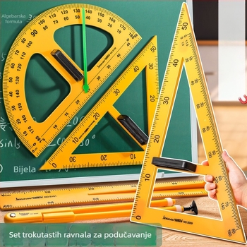 Veliki magnetski geometrijski set za nastavu s trokutom, kompasom i kutomjerom za crtanje kružnica na ploči