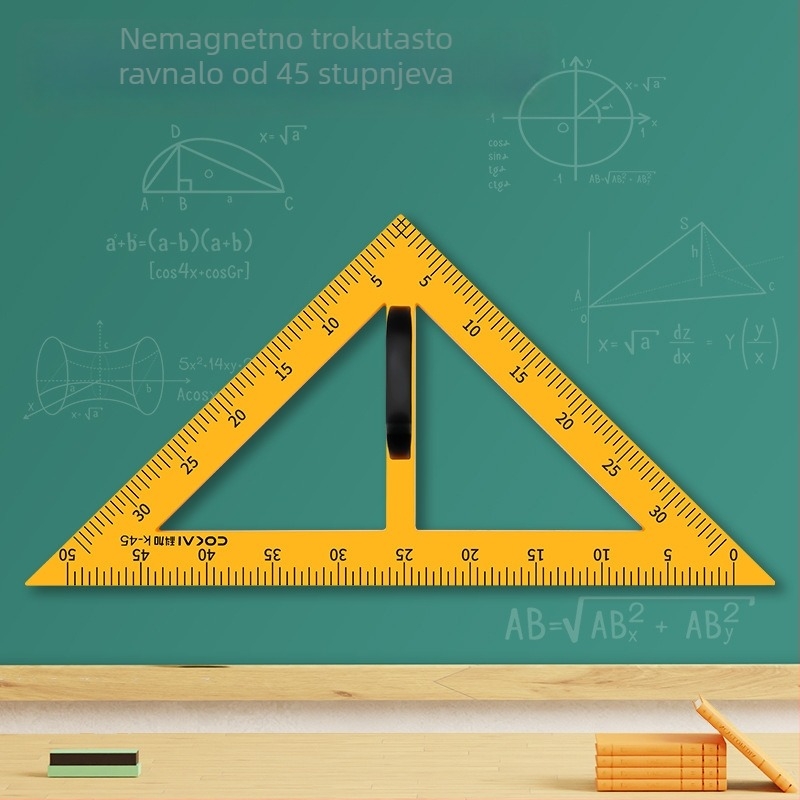 Veliki magnetski geometrijski set za nastavu s trokutom, kompasom i kutomjerom za crtanje kružnica na ploči