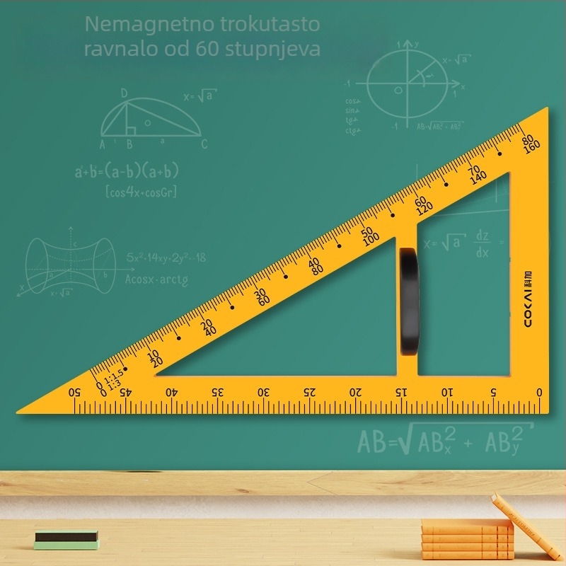 Veliki magnetski geometrijski set za nastavu s trokutom, kompasom i kutomjerom za crtanje kružnica na ploči
