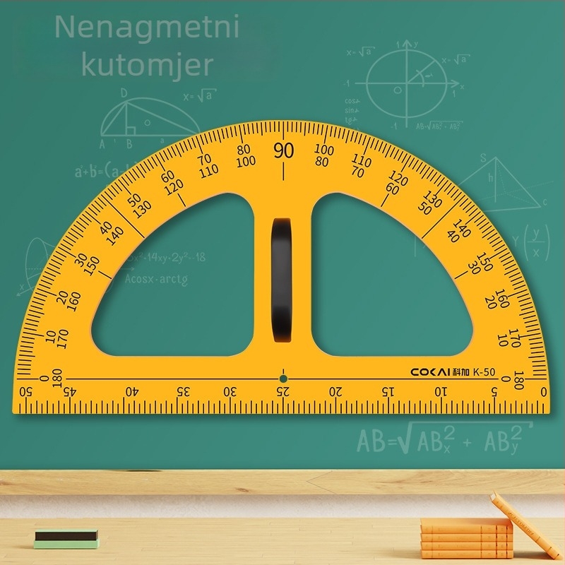 Veliki magnetski geometrijski set za nastavu s trokutom, kompasom i kutomjerom za crtanje kružnica na ploči