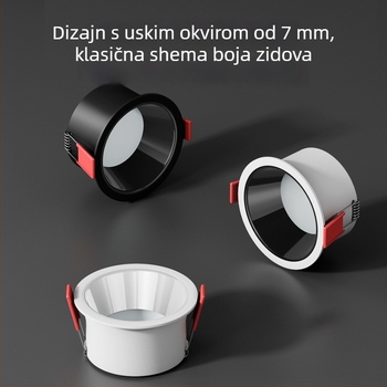 LED ugrađeni downlight s punim spektrom za zaštitu očiju, anti-sjaj, 3000K topla bijela, 11–15W, aluminijsko kućište, 220V, idealno za spavaću sobu i dnevni boravak