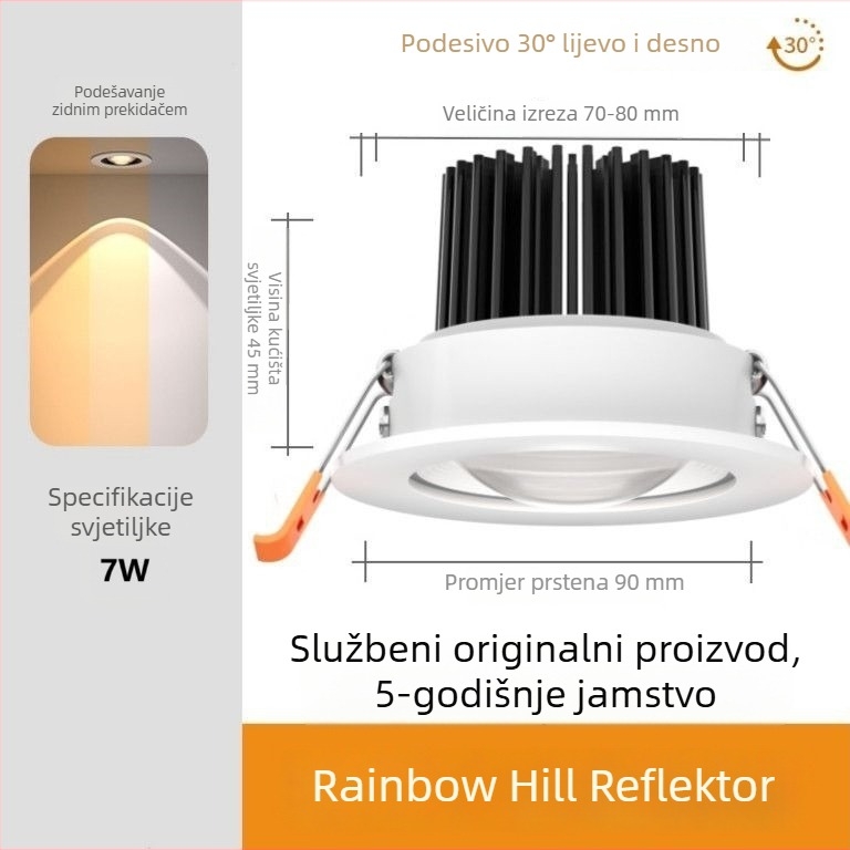 LED reflektor dvostrukog sloja s protivsjajem, oblikom duge i brda, ugrađeno zidno pranje svjetla za dnevni boravak