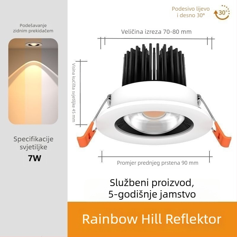 LED reflektor dvostrukog sloja s protivsjajem, oblikom duge i brda, ugrađeno zidno pranje svjetla za dnevni boravak
