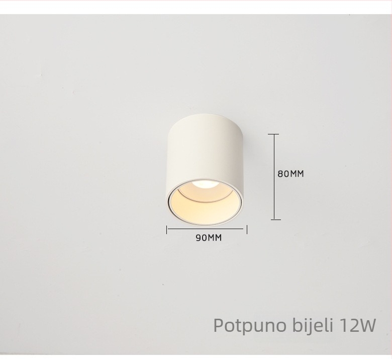 LED downlight s učinkom protiv odsjaja, regulabilan, bez bušenja, kružno površinski ugrađen