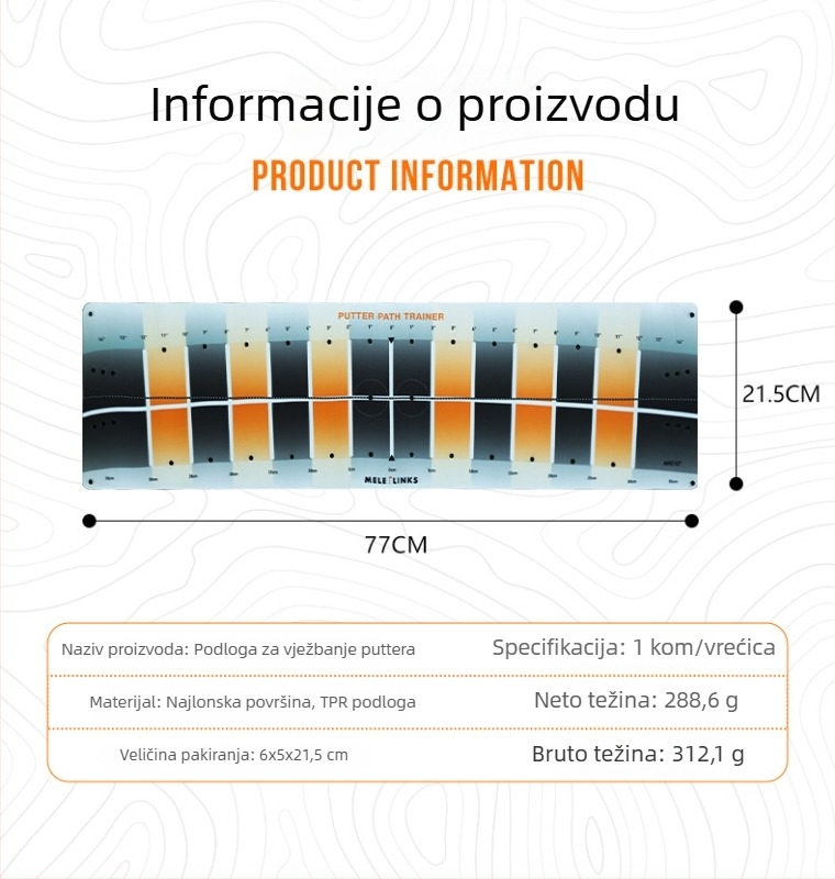 Melelinks golf putting track mat – uređaj za vježbanje udaraca, podloga za udarac, prilagodba logotipa