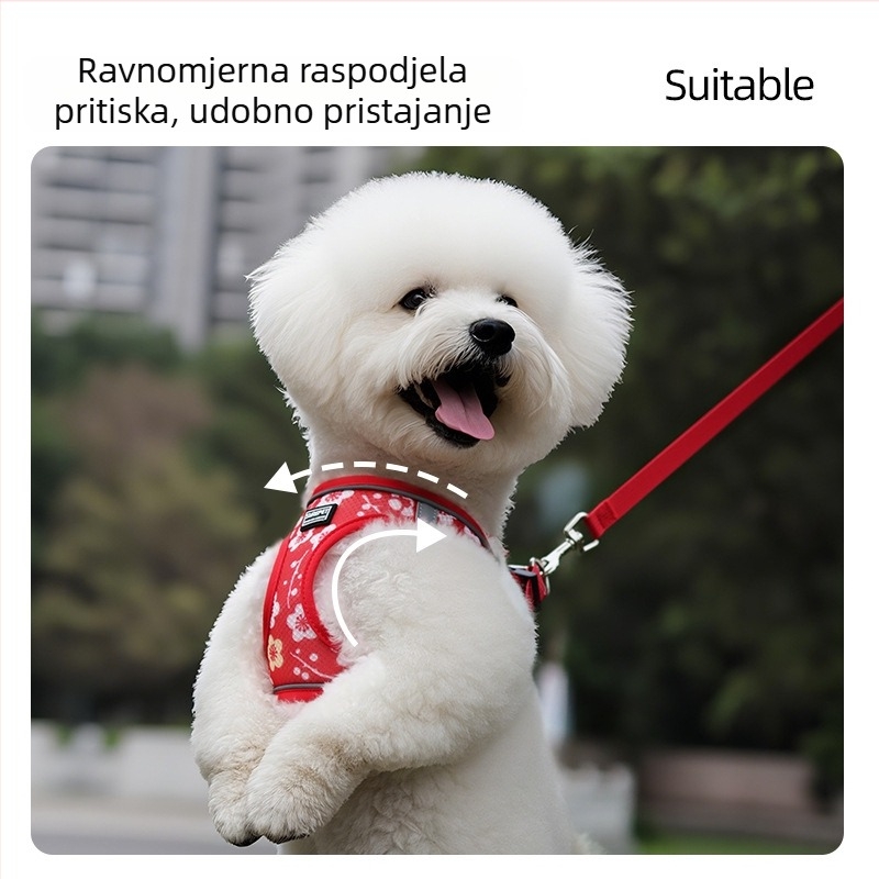 Ljetni reflektirajući prsni harnes za pse — udoban i prozračan, otporan na otpuštanje, za štenad Teddy/Bichon