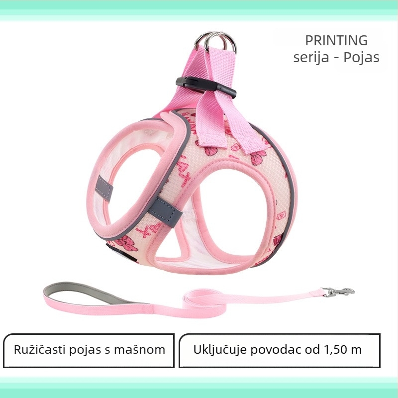 Ljetni reflektirajući prsni harnes za pse — udoban i prozračan, otporan na otpuštanje, za štenad Teddy/Bichon