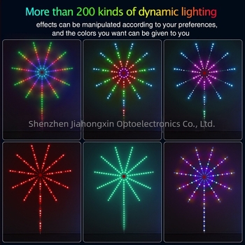 RGB LED svjetiljka s efektom vatrometa, uz aplikaciju i glazbu, 5V, 24×5050 LED, daljinski upravljač, unutarnje osvjetljenje