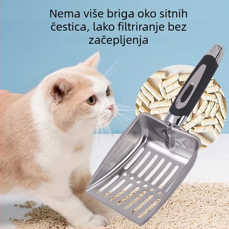 Lopatica od nehrđajućeg čelika za mačji šljunak, velika veličina, alat za čišćenje za mačke i pse