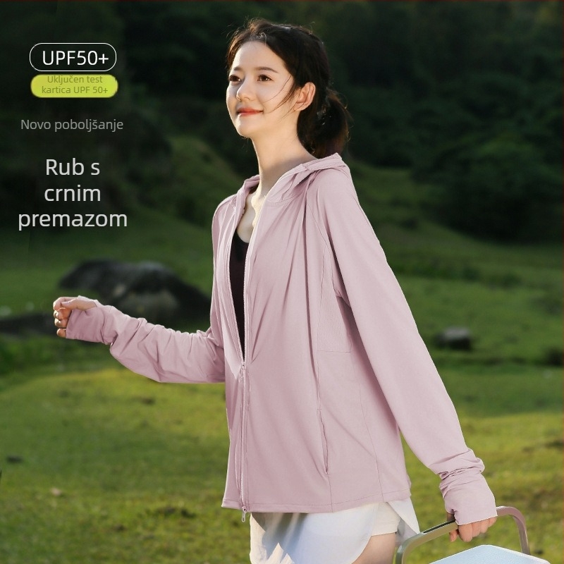 Ženska vanjska jakna s UV zaštitom za ljeto – lagana, prozračna Ice Silk tkanina, kapuljača, udoban široki kroj
