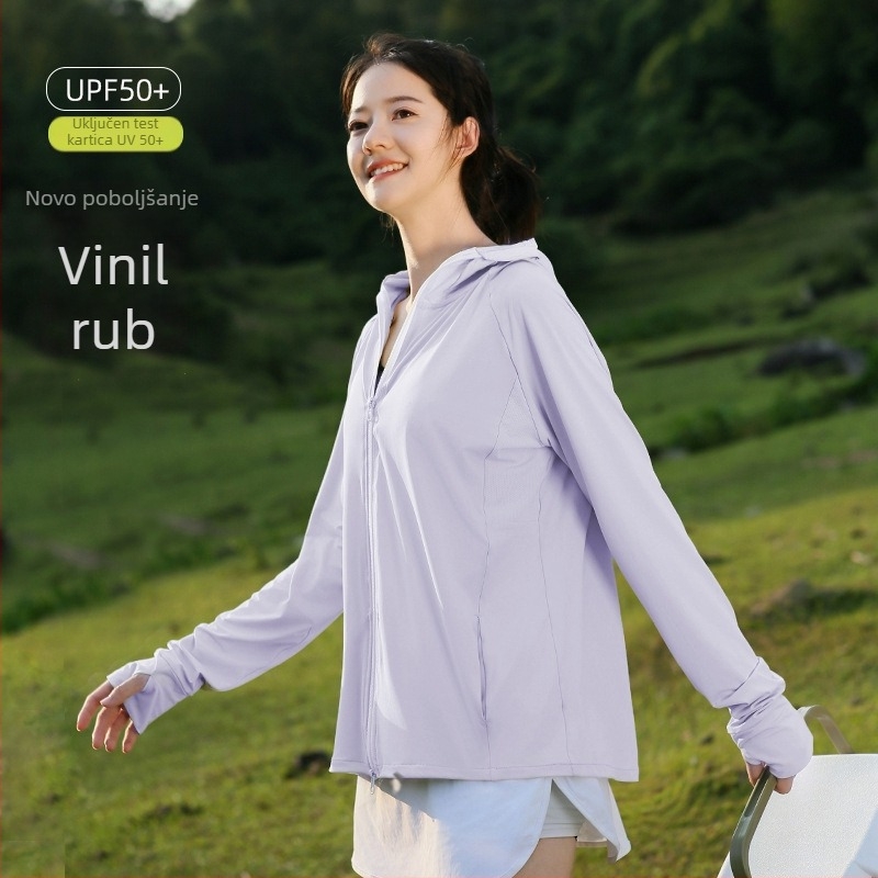Ženska vanjska jakna s UV zaštitom za ljeto – lagana, prozračna Ice Silk tkanina, kapuljača, udoban široki kroj