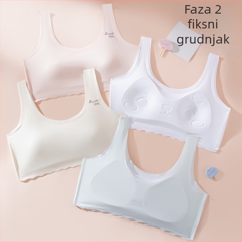 Sutien u djevojčice u razvoju, u stilu prsluka, s čvrstim košaricama