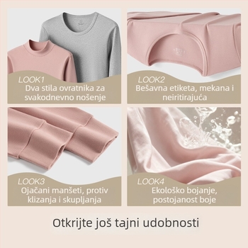 Ženski termalni komplet od 100% pamuka za jesen-zimu, osnovni sloj s dugim rukavima i dugim hlačama, za žene srednje dobi i starije