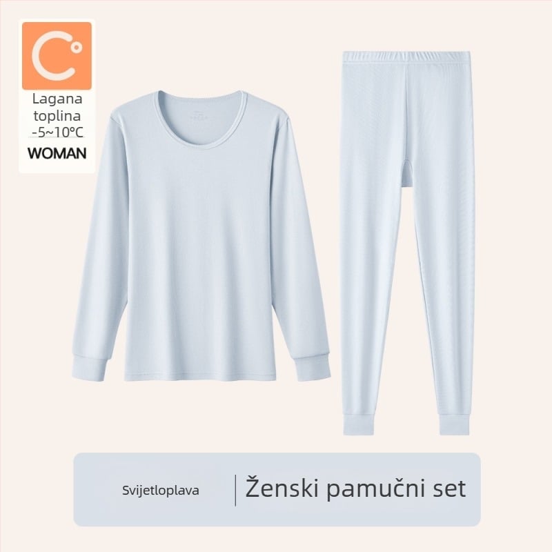 Ženski termalni komplet od 100% pamuka za jesen-zimu, osnovni sloj s dugim rukavima i dugim hlačama, za žene srednje dobi i starije