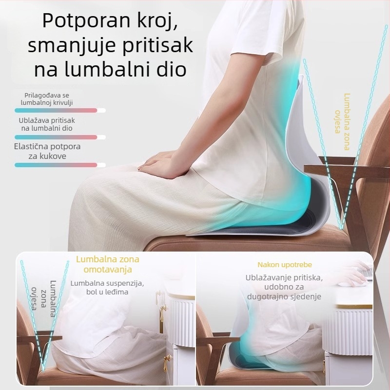 Zhuo Chen Ergonomična jastučić za podršku lumbalne regije za uredsku stolicu i radnu stanicu, punilo od pjene, jednobojna, veličina 34×30×36 cm