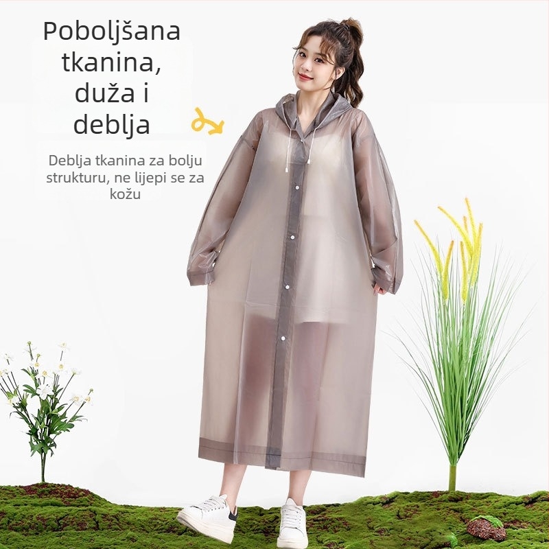 EVA pončo za odrasle, cijelo tijelo, s vezicom, dugačko, prijenosno, višekratna upotreba, vodootporan