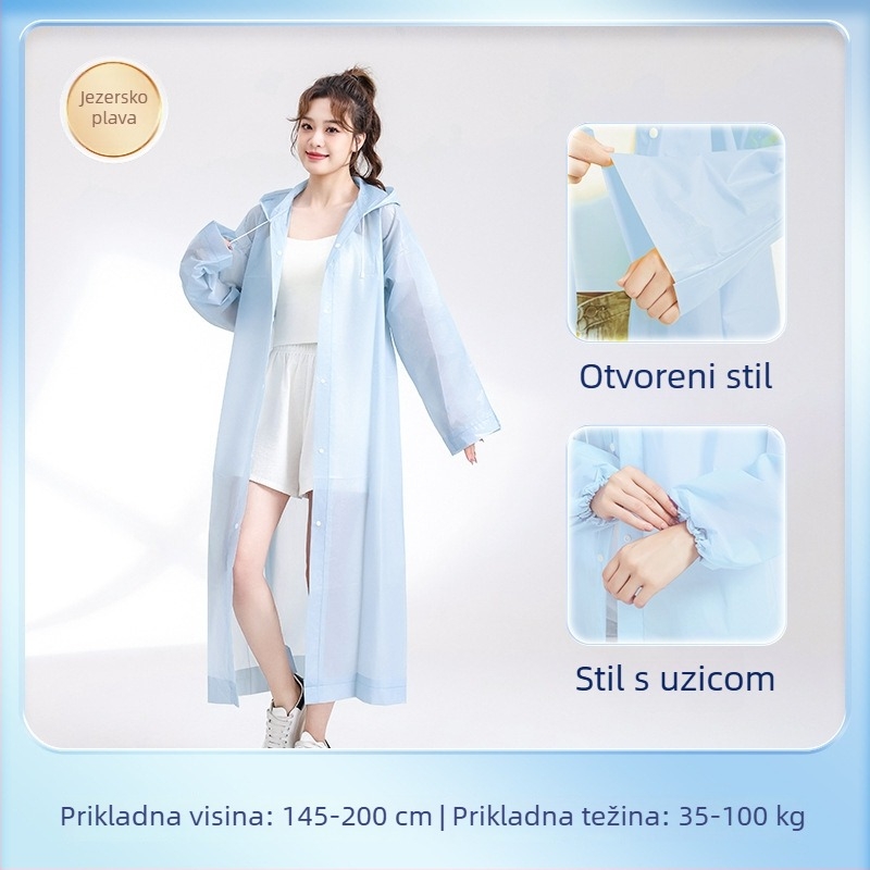 EVA pončo za odrasle, cijelo tijelo, s vezicom, dugačko, prijenosno, višekratna upotreba, vodootporan