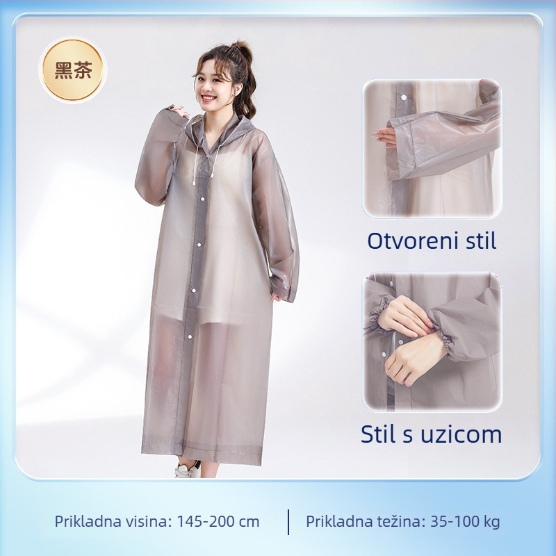 EVA pončo za odrasle, cijelo tijelo, s vezicom, dugačko, prijenosno, višekratna upotreba, vodootporan